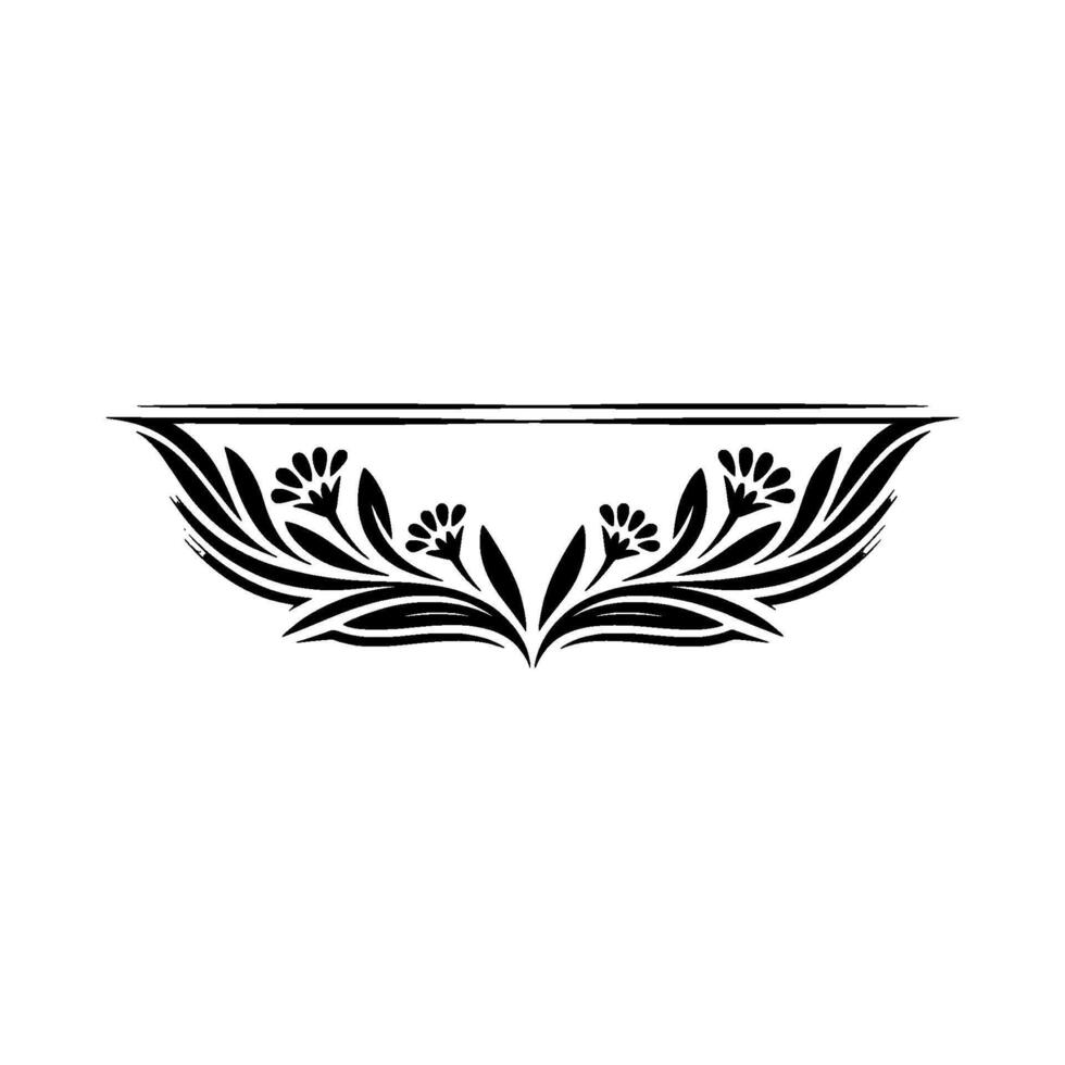 Elegant Floral Element in Black White - Decorative Border vector