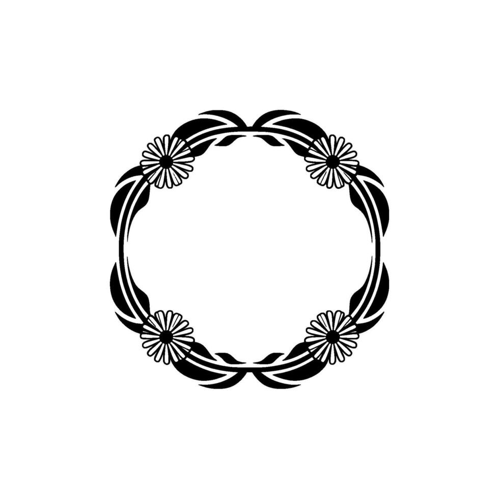 Elegant Black White Floral Wreath Frame for Invitations vector