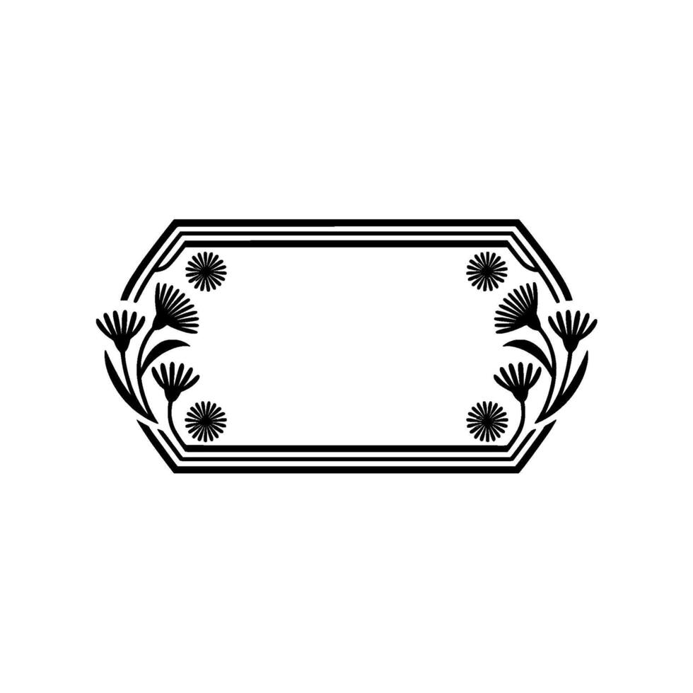 Elegant Floral Frame, Black White, Decorative Element vector