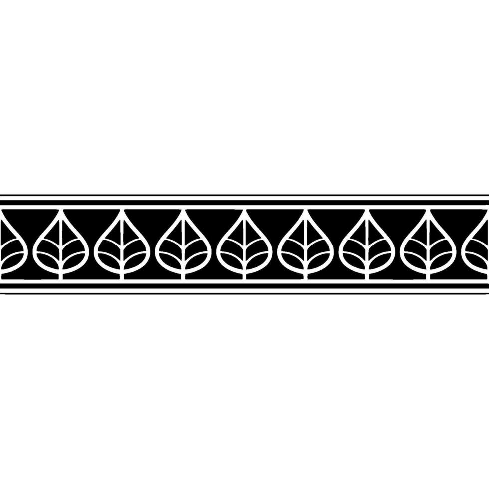 Leaf Motif Border in Black and White, Decorative Element vector