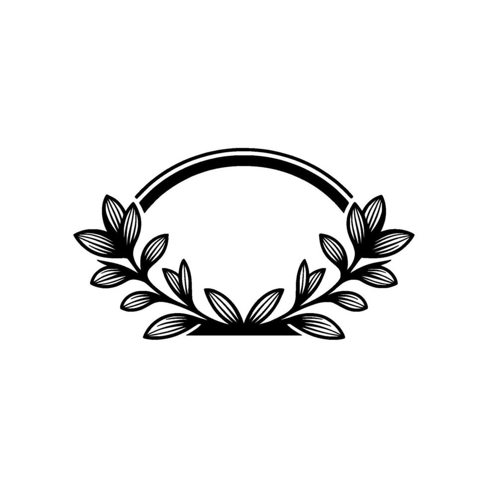 Elegant Floral Frame, Minimalist Black and White, Wreath vector