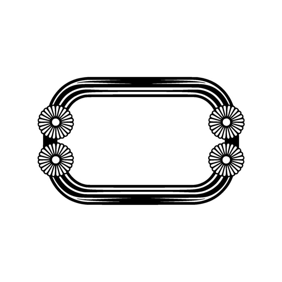 Art Deco Floral Frame Template, Black and White, Minimalist vector