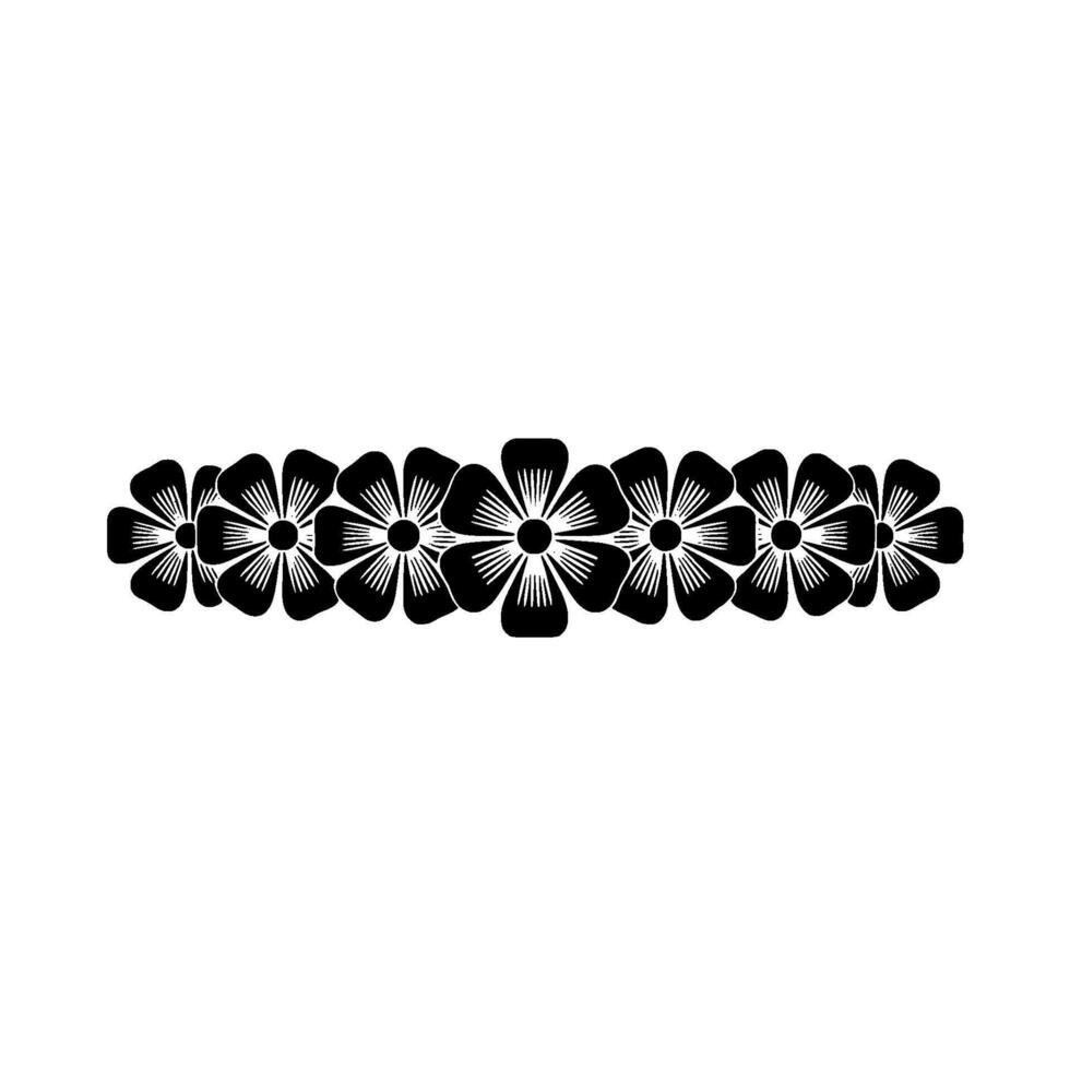 Minimalist Floral Border, Black and White, Decorative Element, Pattern vector