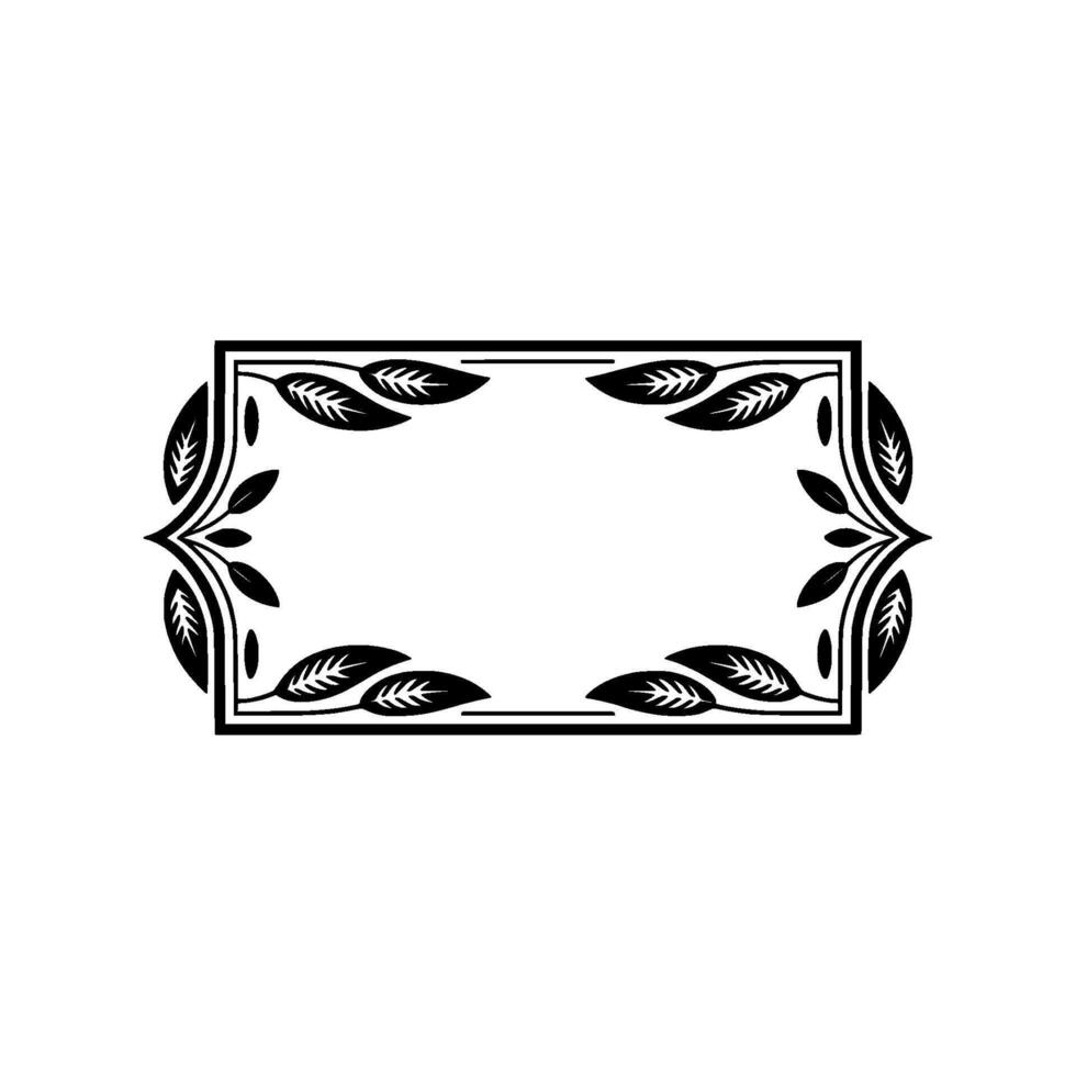 Elegant Black Leaf Frame on Gradient Background vector