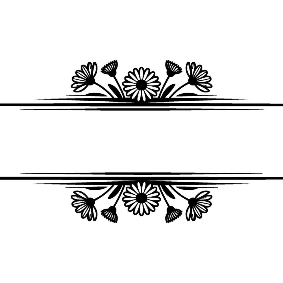 Elegant Daisy Frame with Floral Border on White Background vector