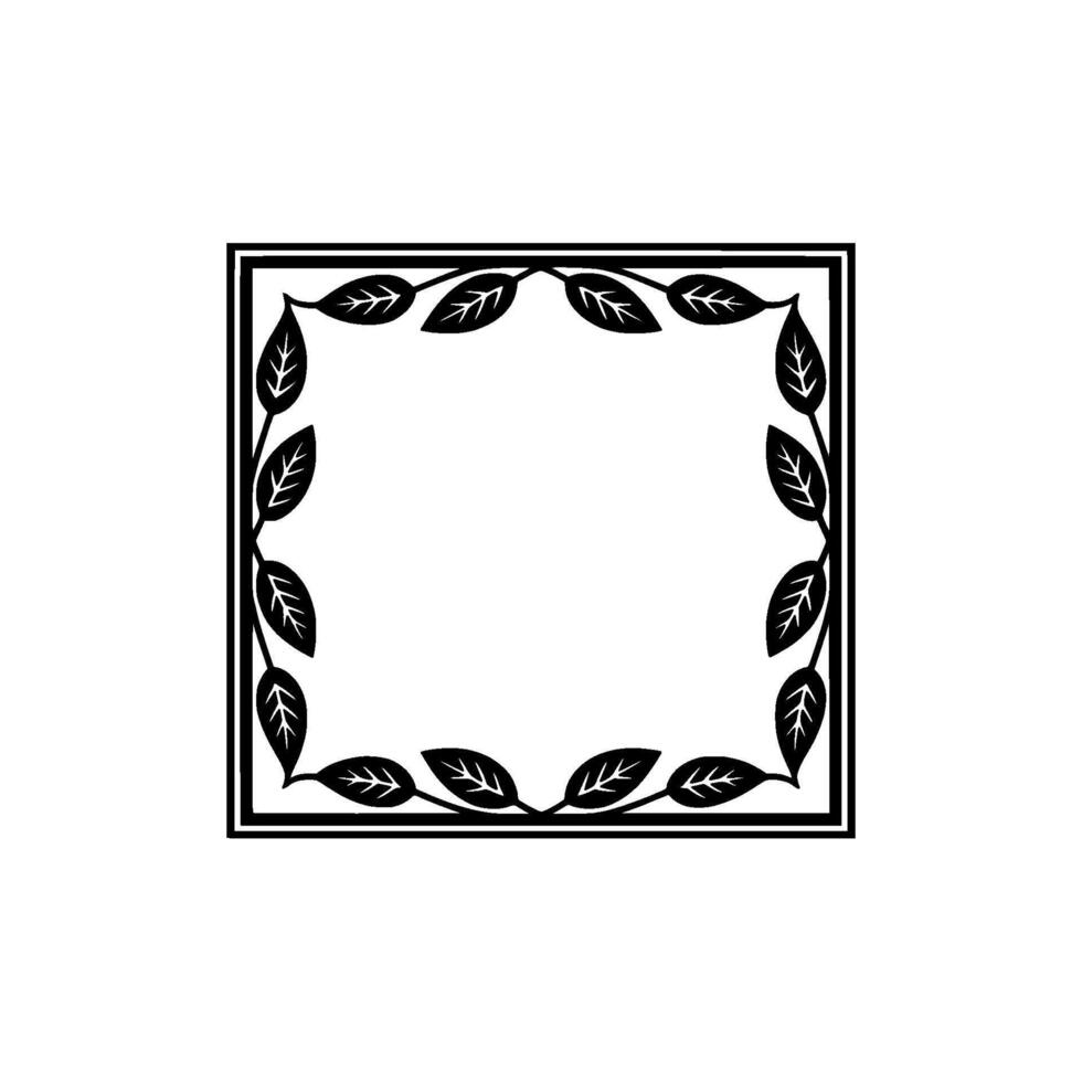 Elegant Botanical Frame in Minimalist Black White vector