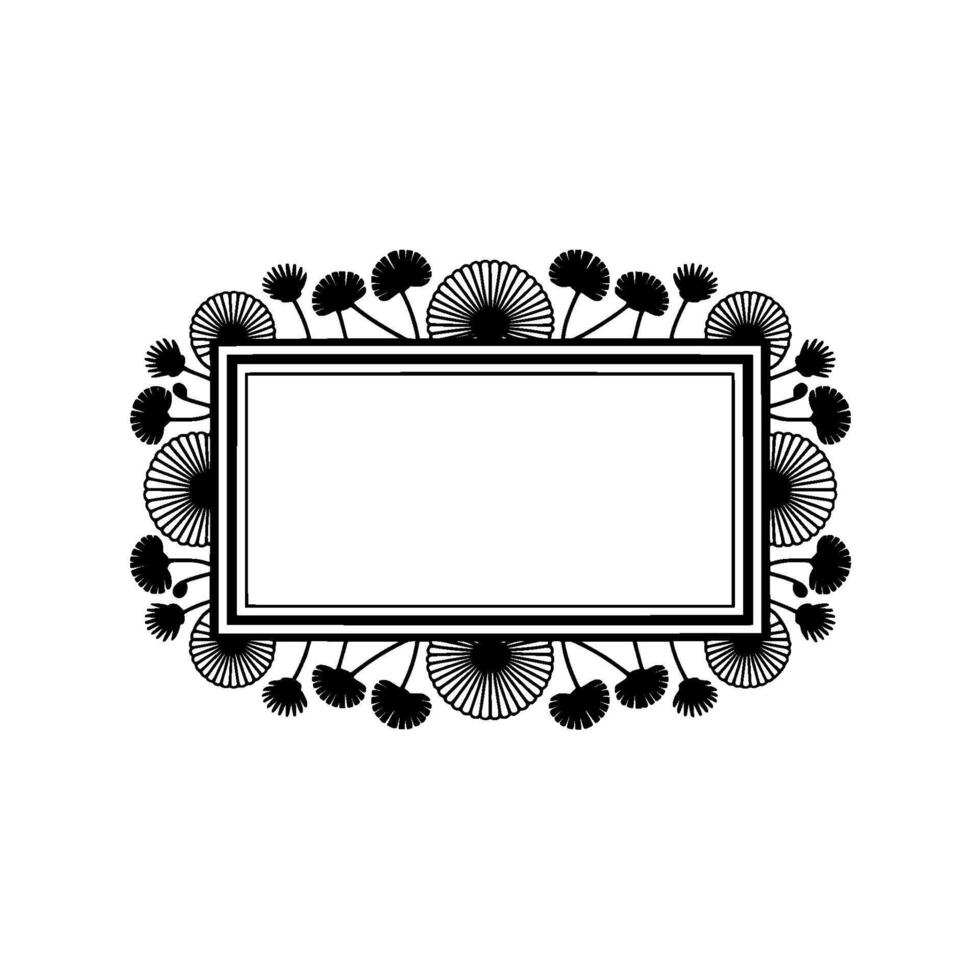 Elegant Floral Frame with Blank Rectangular Space - Minimalist vector