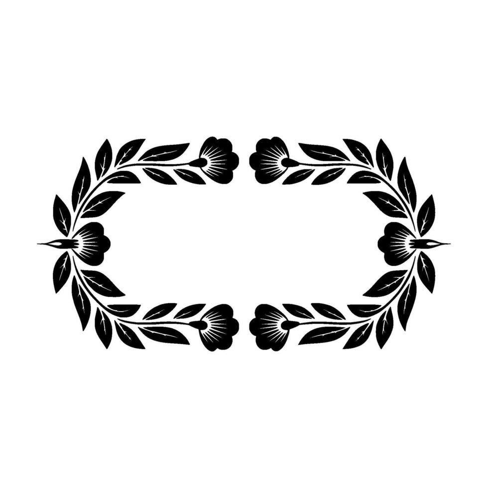 Elegant Floral Frame Minimalist Black White, Border vector
