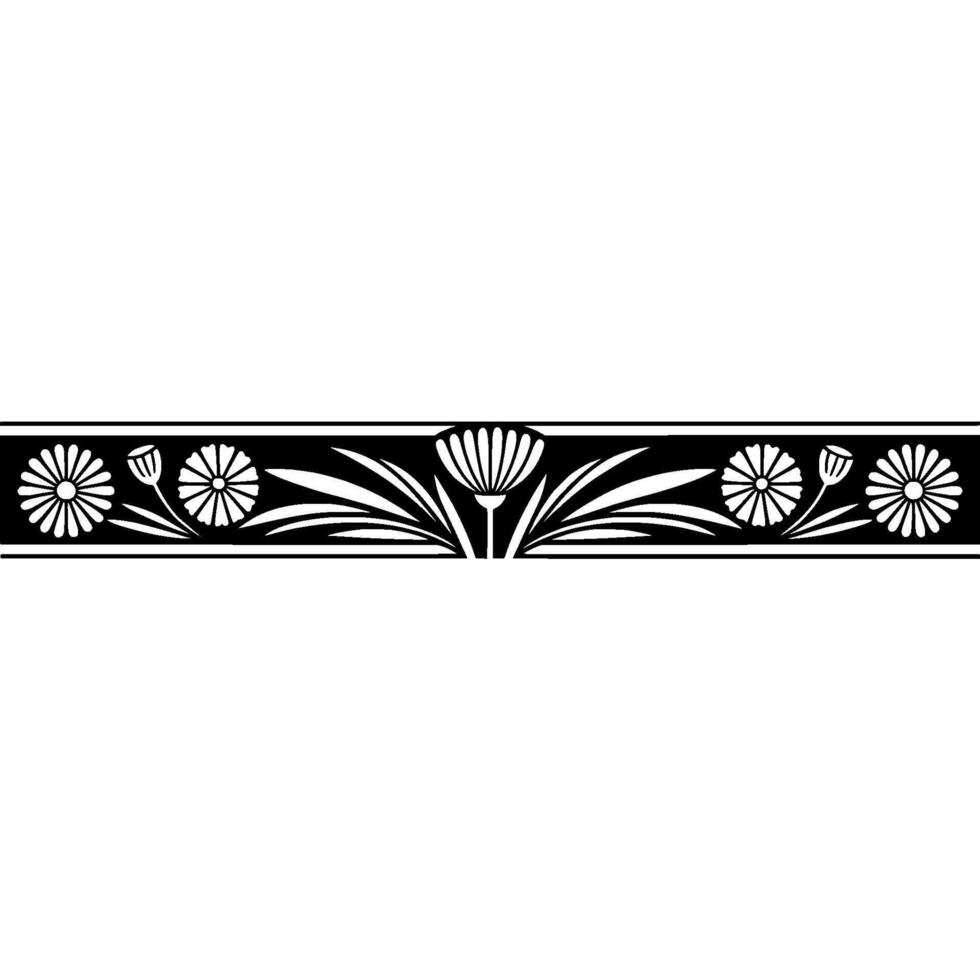 Elegant Black White Floral Border Element, Flowers vector