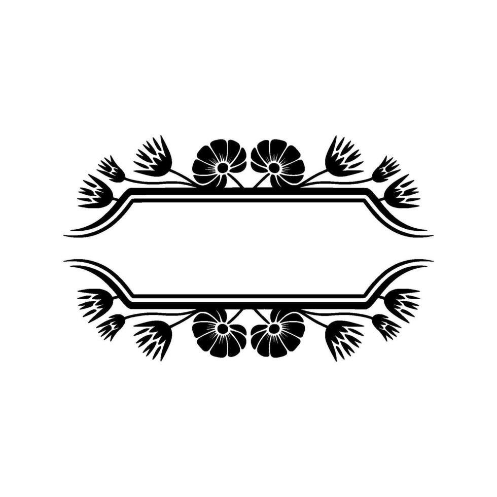 Elegant Floral Frame with Space for Text - Black White, Element vector