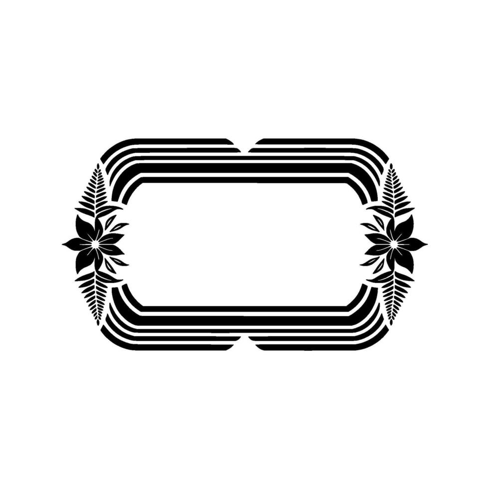 Elegant Floral Frame in Black and White - Minimalist vector