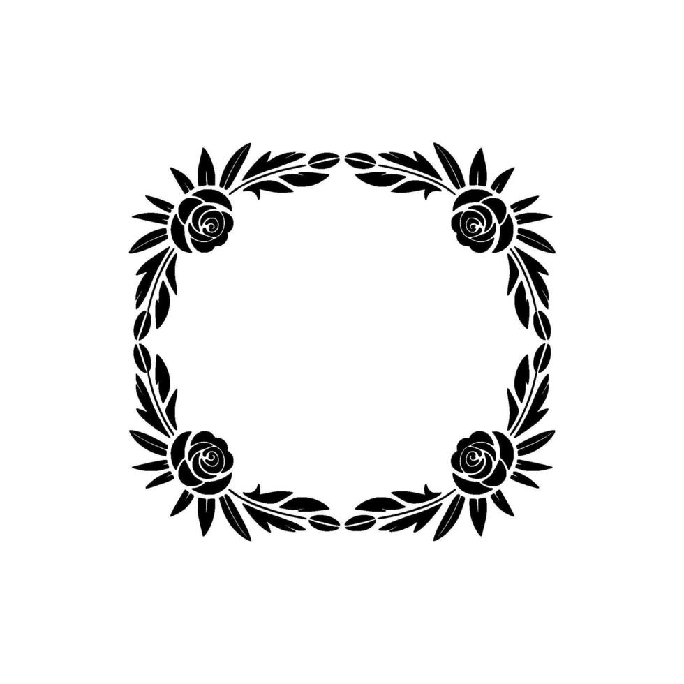Elegant Black Rose Floral Frame on Cream Background vector