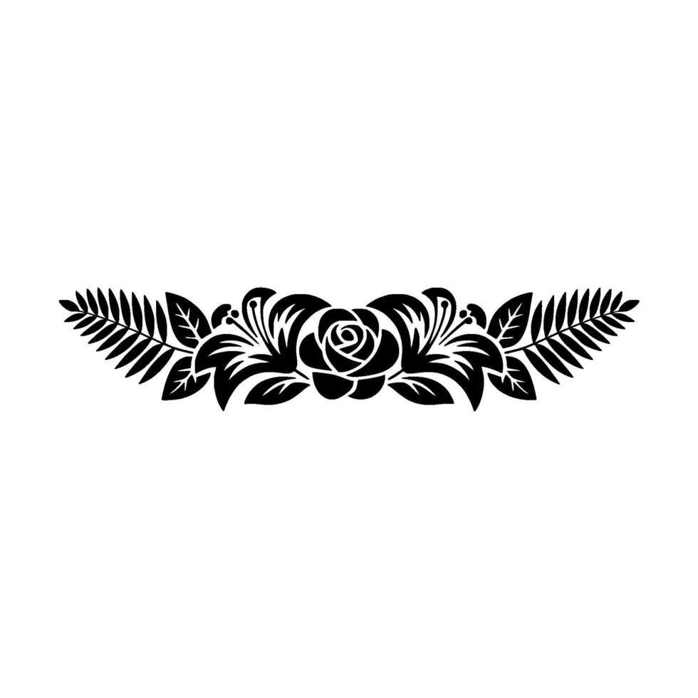 Elegant Black Floral Border, Roses and Ferns vector