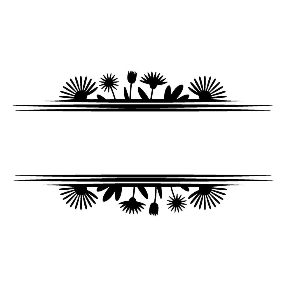 Minimalist Floral Border with Space for Text, Black White vector