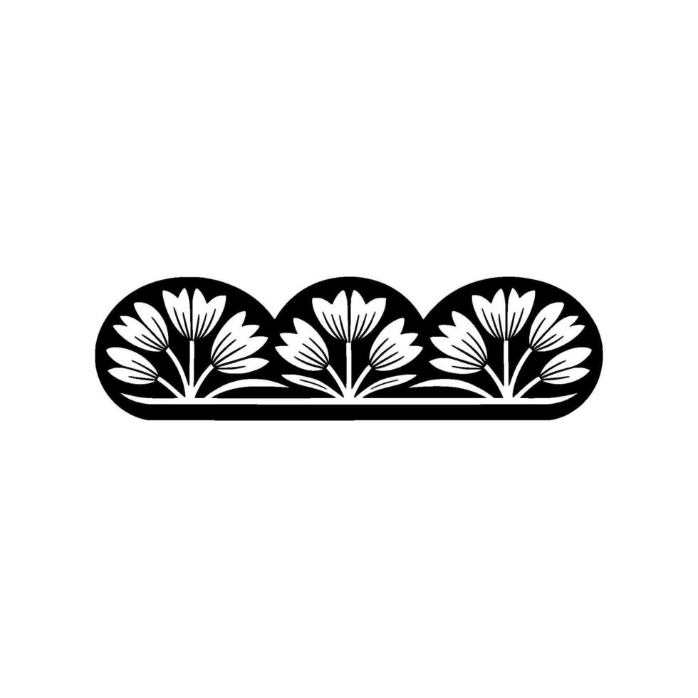 Black Floral Border, Minimalist Element, Illustration vector