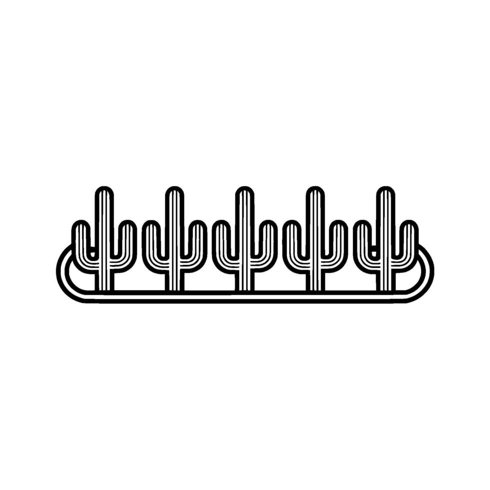 Retro Cactus Silhouette Line Art , Southwest Desert Decor vector