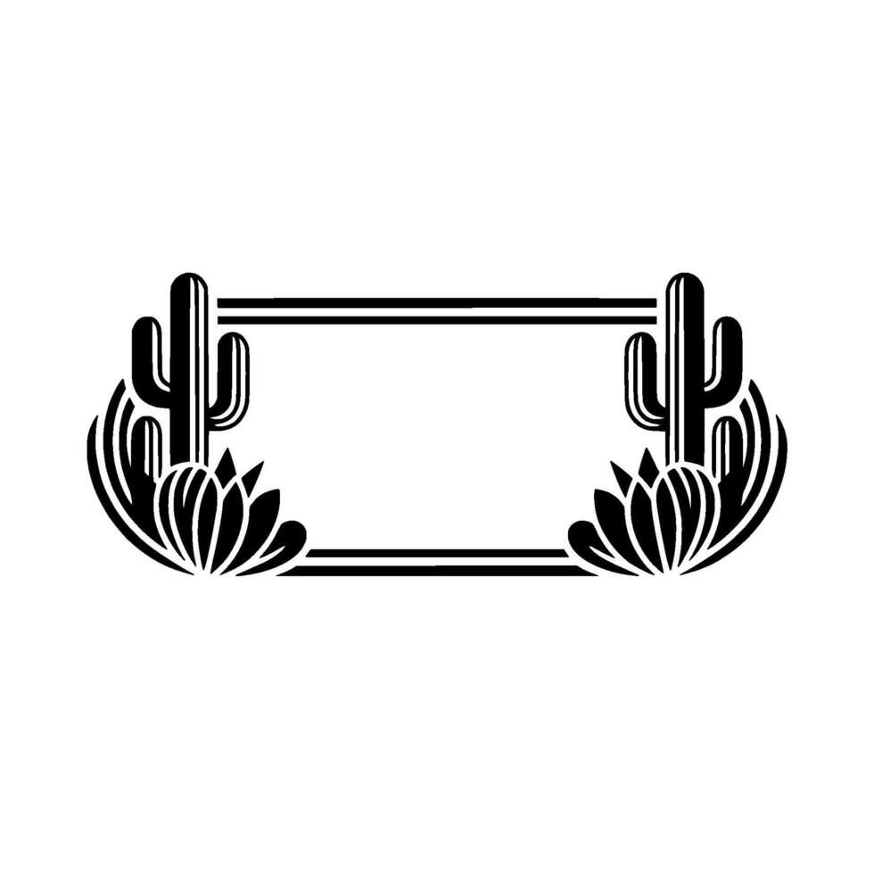Desert Frame with Cacti and Flowers, Modern Minimalist Illustration vector