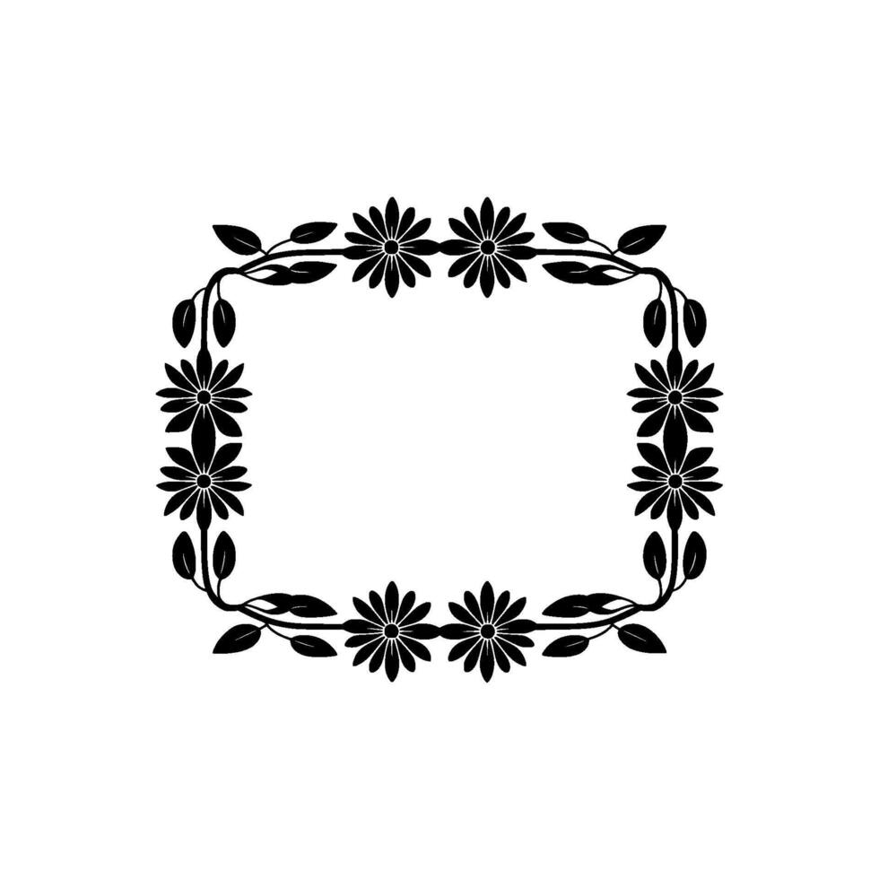 Black Floral Frame , Simple Elegance, Decorative Border vector