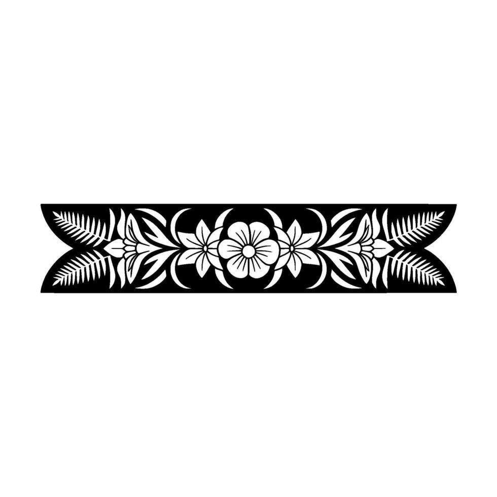 Elegant Floral Border Black and White Decorative Element - Ornament vector