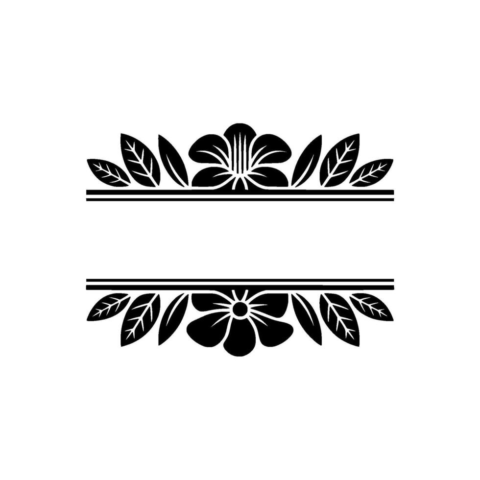 Elegant Floral Frame Border , Black White, Minimalist vector