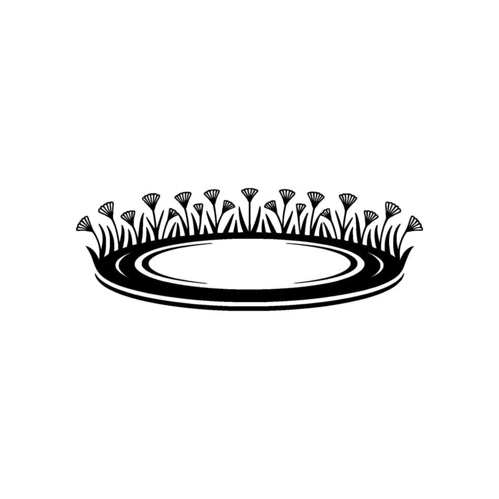Minimalist Botanical Frame, Black and White, Circle vector