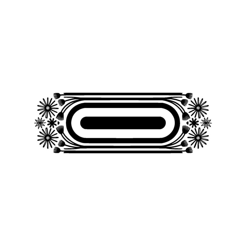 Minimalist Floral Frame Black and White vector
