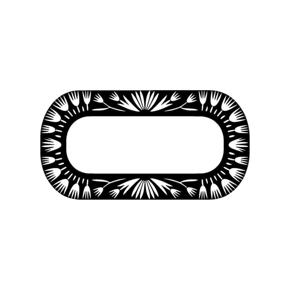 Floral Oval Frame , Modern Folk Art, Neutral Tones vector