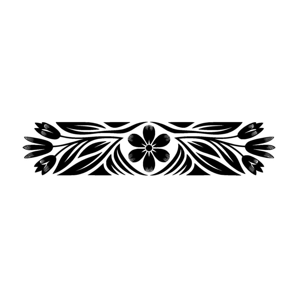 Elegant Black Floral Border on White Background, Tulips vector