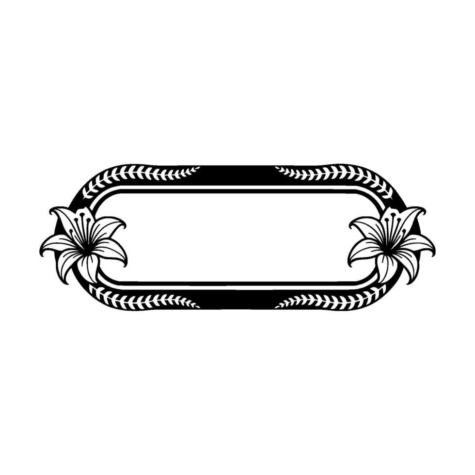 Elegant Black and White Floral Frame for Elements, Lily vector