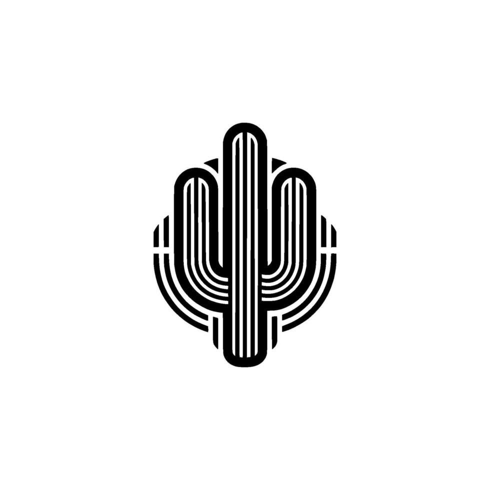 Minimalist Black and White Cactus, Desert vector