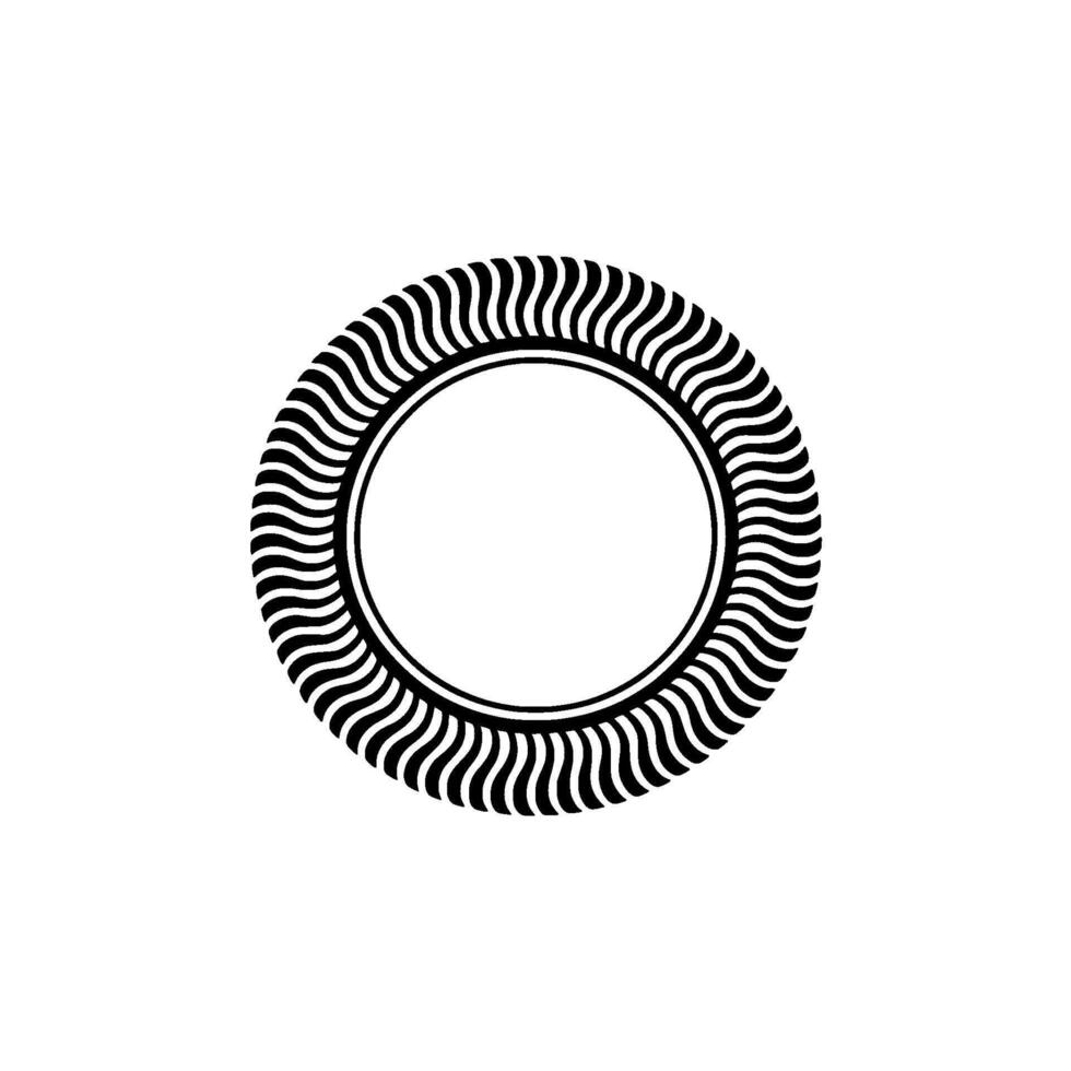 Geometric Black White Circle with Wavy Pattern, Abstract, Minimal vector