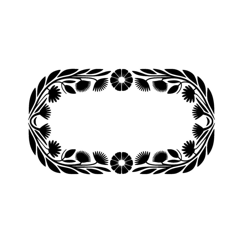Elegant Floral Frame Black and White Element, Border vector