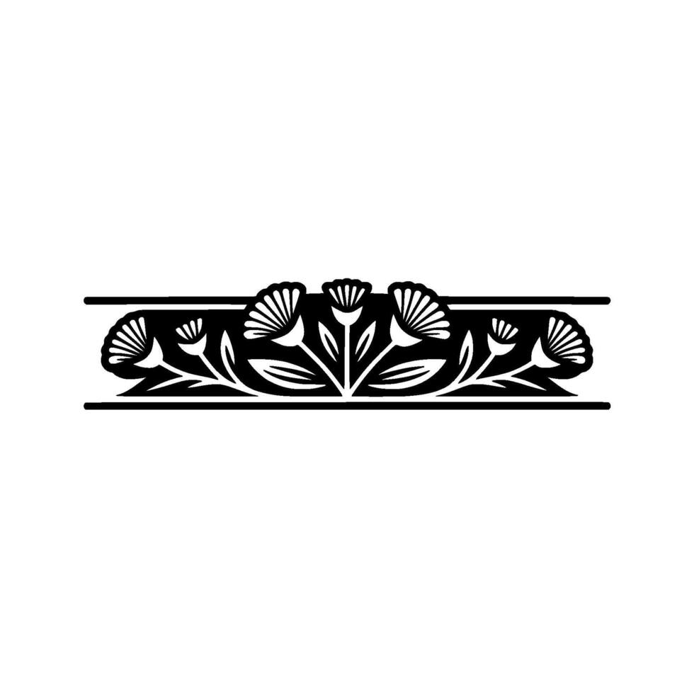 Elegant Floral Border Black White Element, Stylized vector