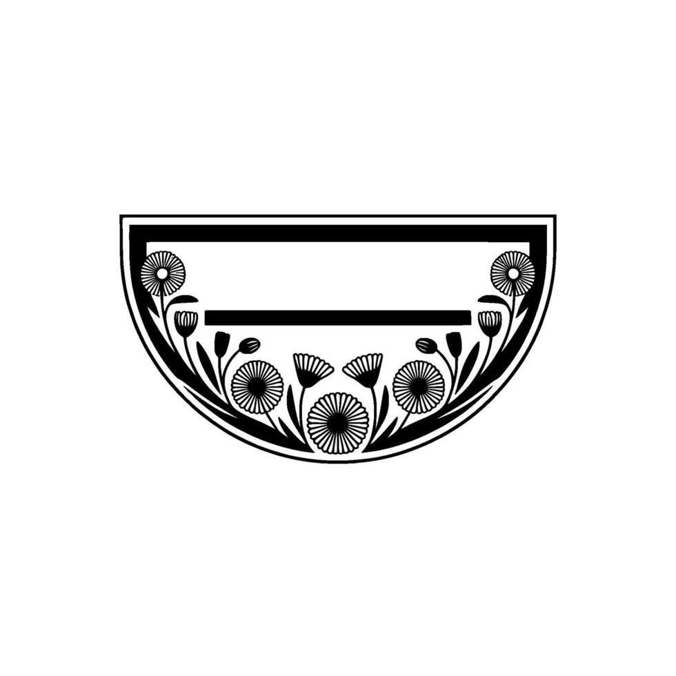 Elegant Floral Frame , Black and White, Minimalist, Art vector