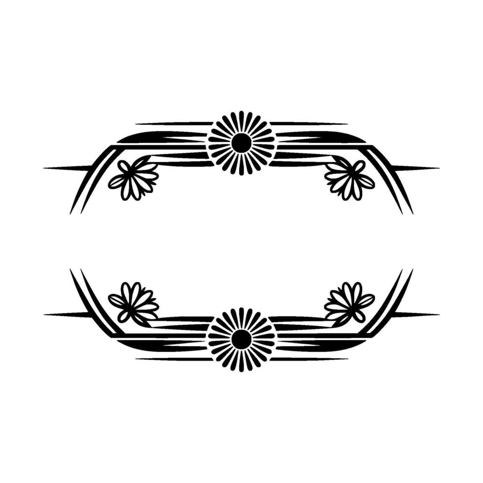 Elegant Floral Border Black and White Ornament Illustration vector