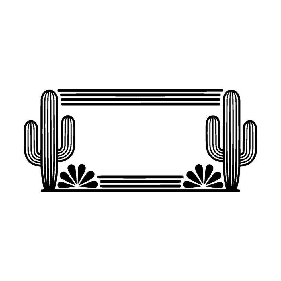 Geometric Desert Frame with Cacti - Minimalist vector