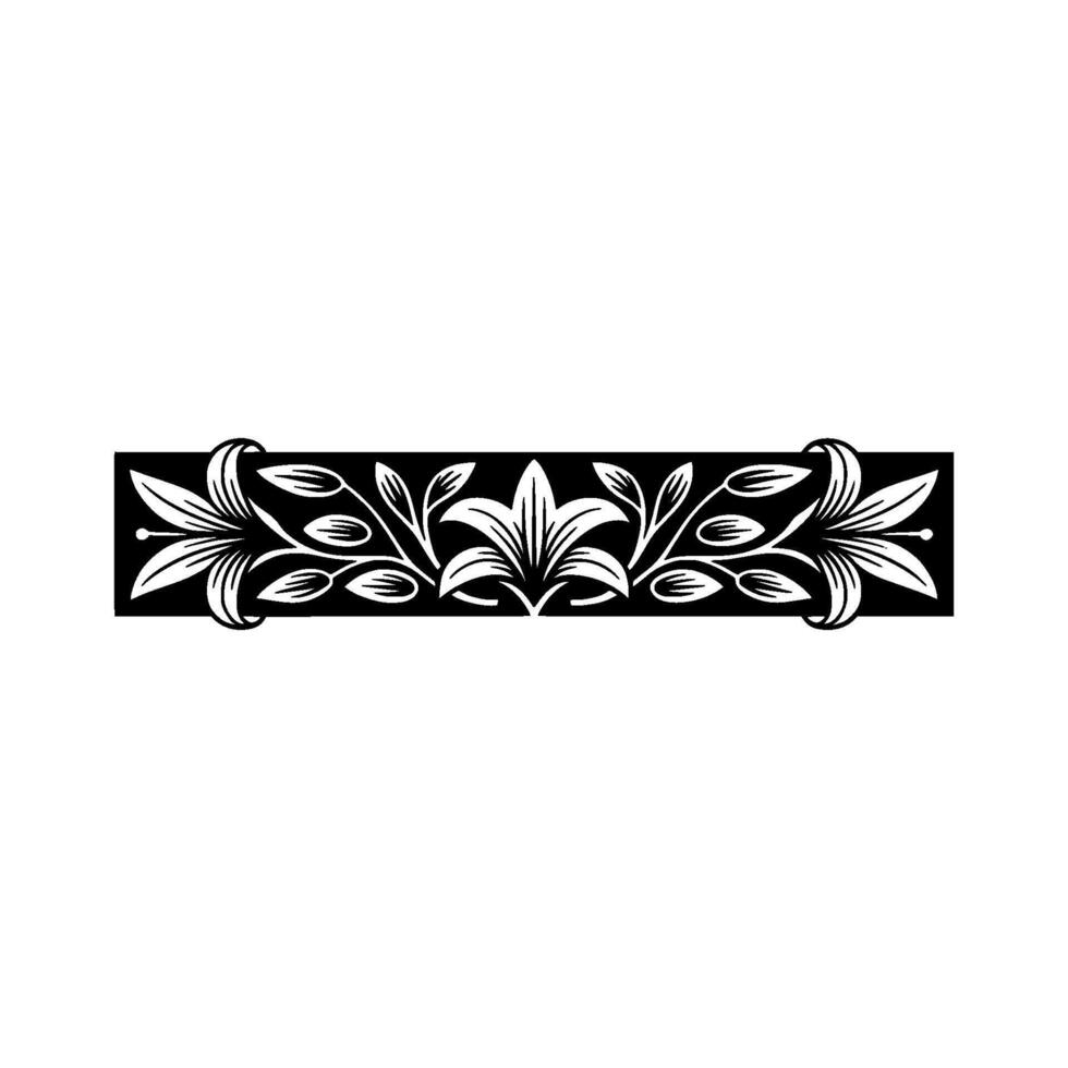 Elegant Floral Border in Black and White, Art Nouveau Style, Ornament vector