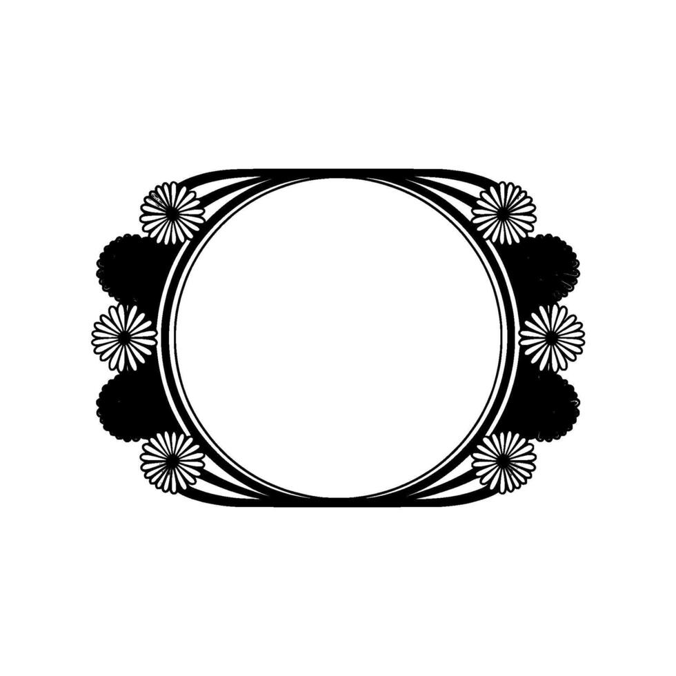 Art Deco Floral Frame, Monochromatic Element, Decorative Border vector