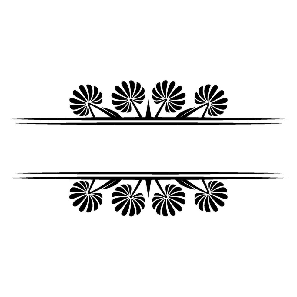 Elegant Minimalist Floral Divider - Black Silhouettes on White vector