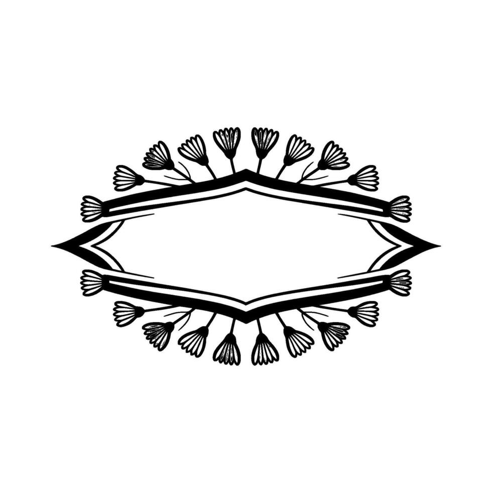 Floral Geometric Frame Illustration on White Background vector