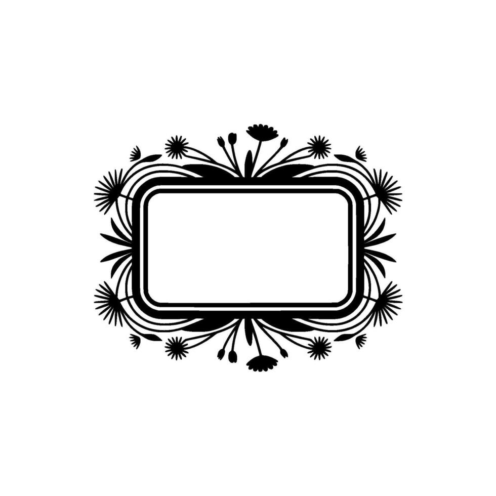 Elegant Floral Frame Minimalist Black White for Titles Branding vector