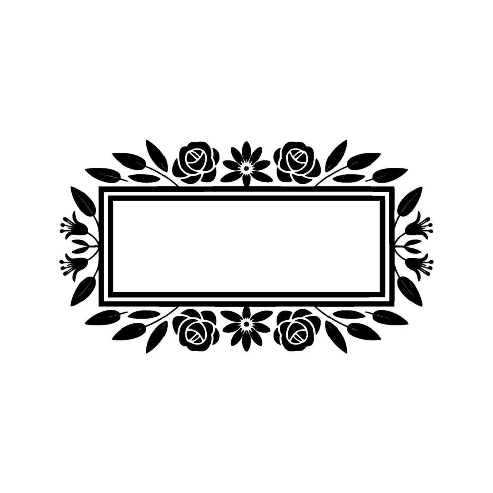 Elegant Black Floral Frame with Space for Text - Illustration vector