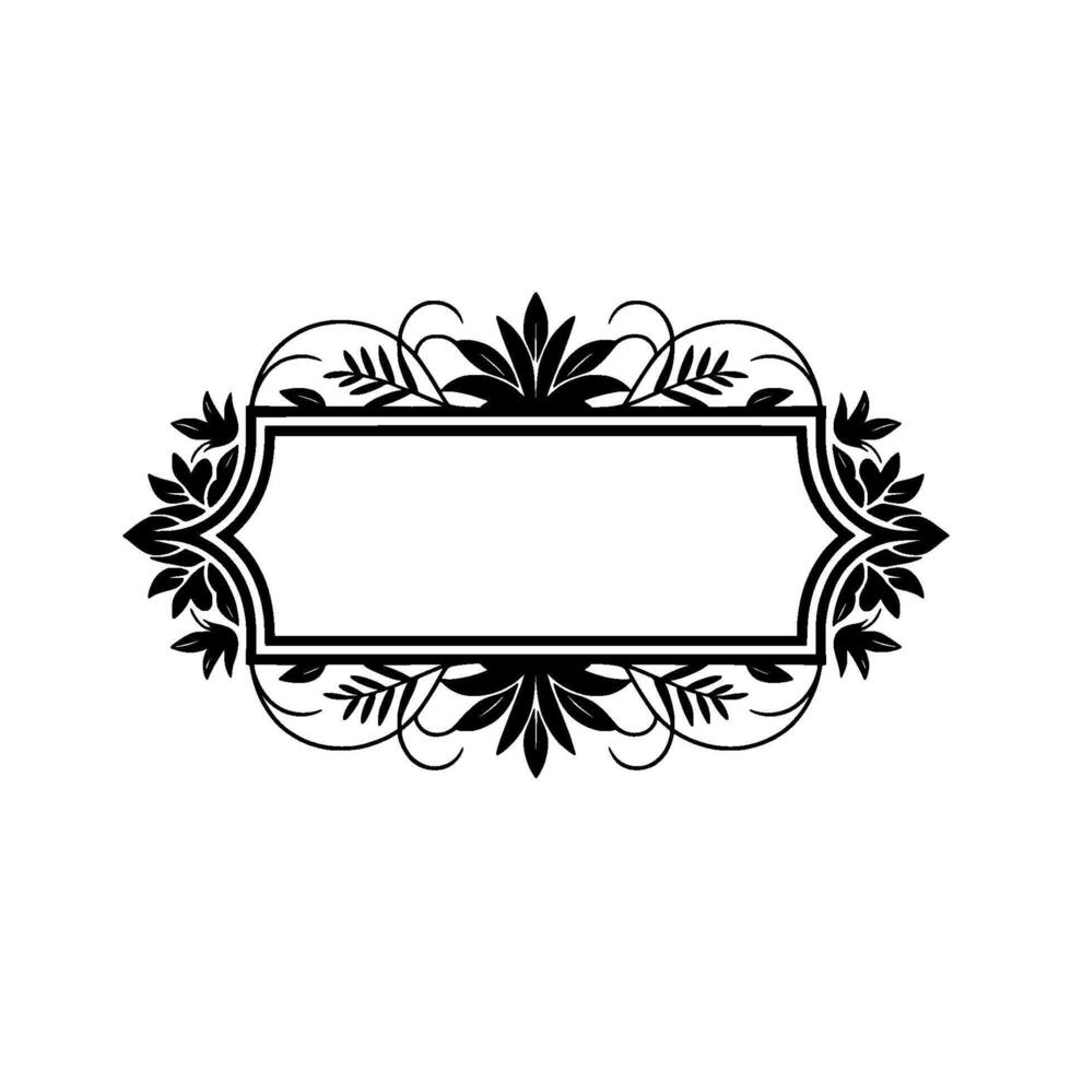 Elegant Black and White Floral Frame for Invitations and Logos, Ornament vector