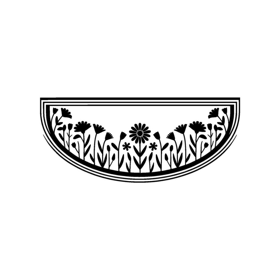 Black Floral Silhouette Border Element vector