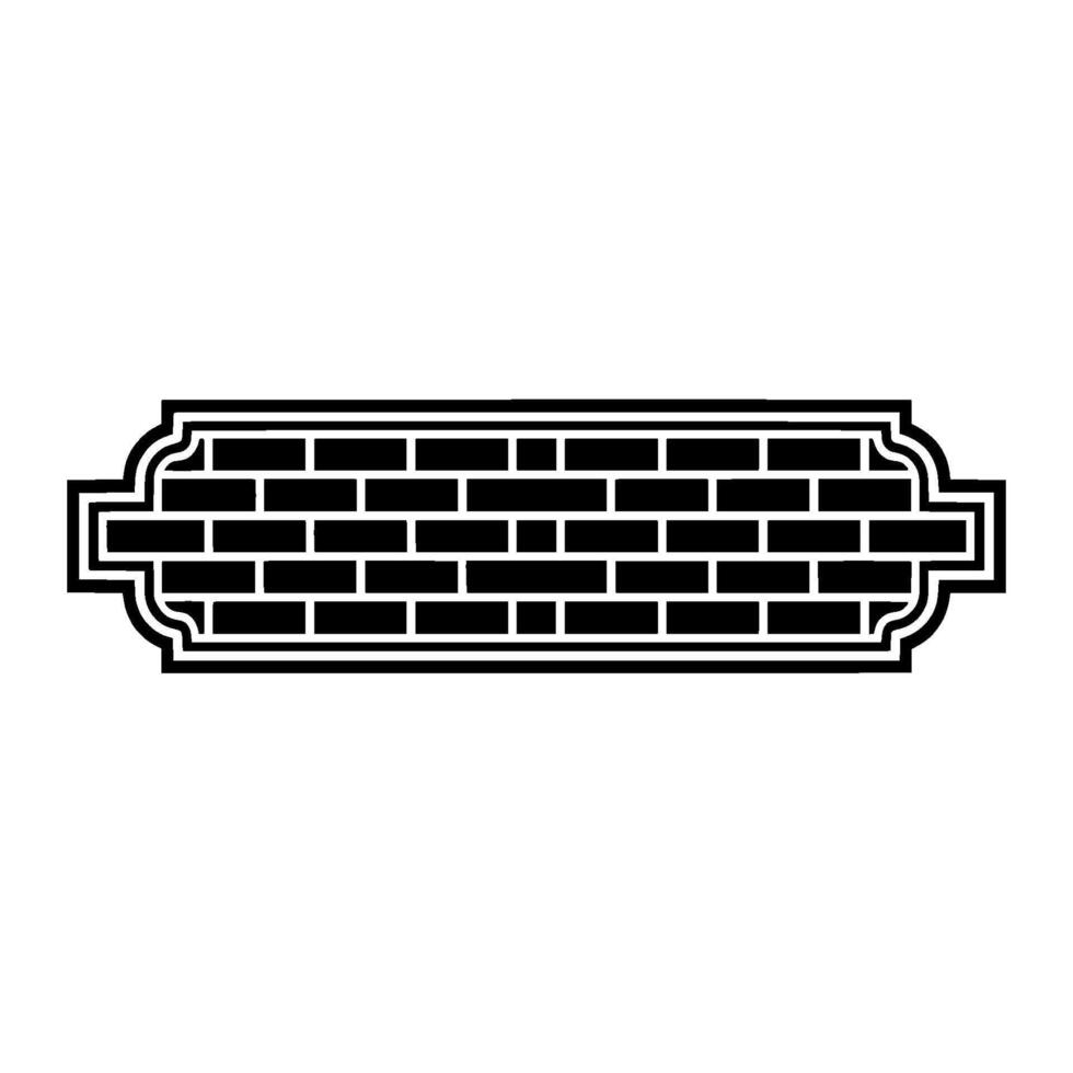 Decorative Brick Wall Border in Black and White on White Background vector