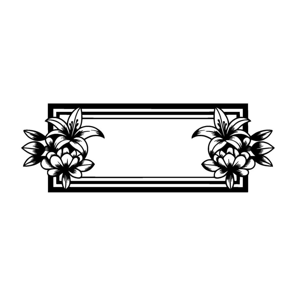 Elegant Floral Frame , Black and White, Lilies vector