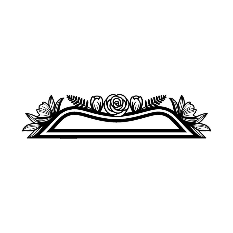 Floral Frame Template, Minimalist Black and White vector