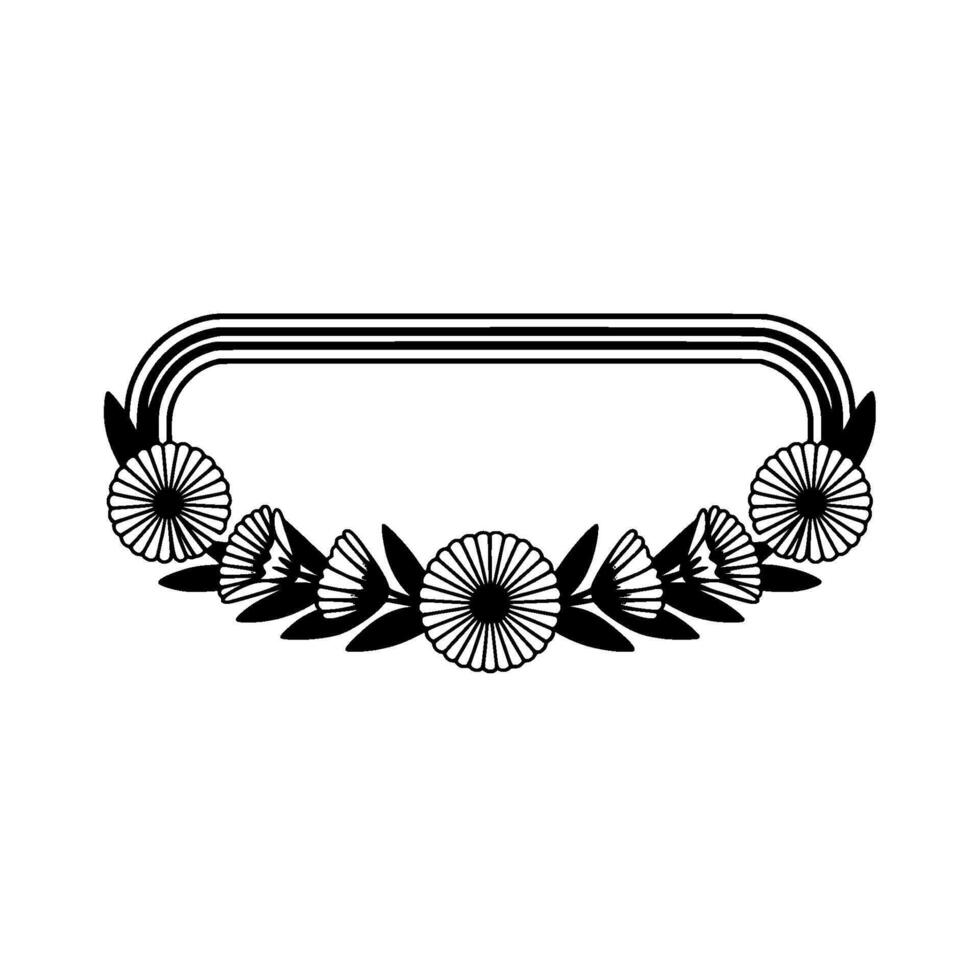 Floral Frame Minimalist Black White Border vector