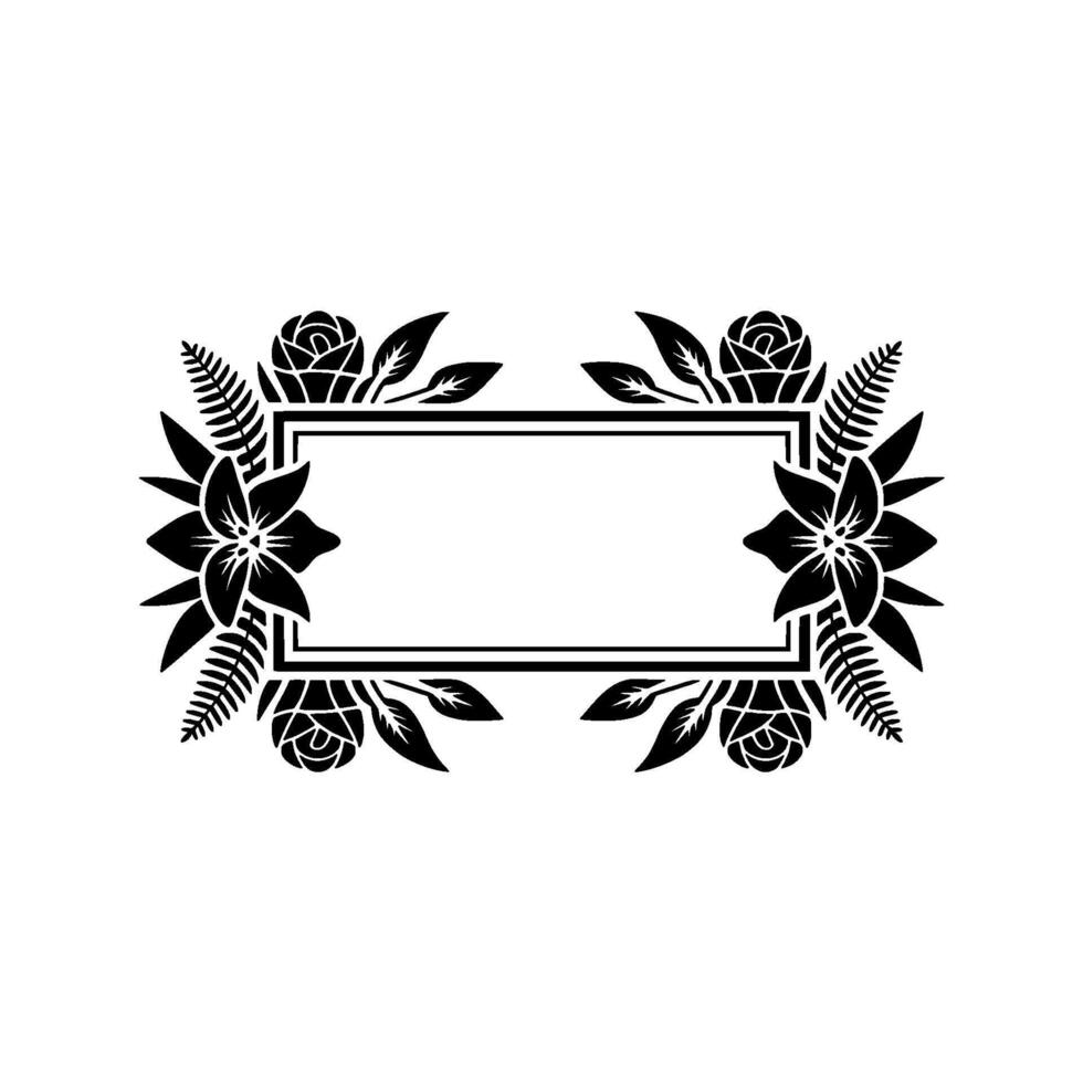 Elegant Floral Frame Black White Botanical Border for Invitations, Cards vector
