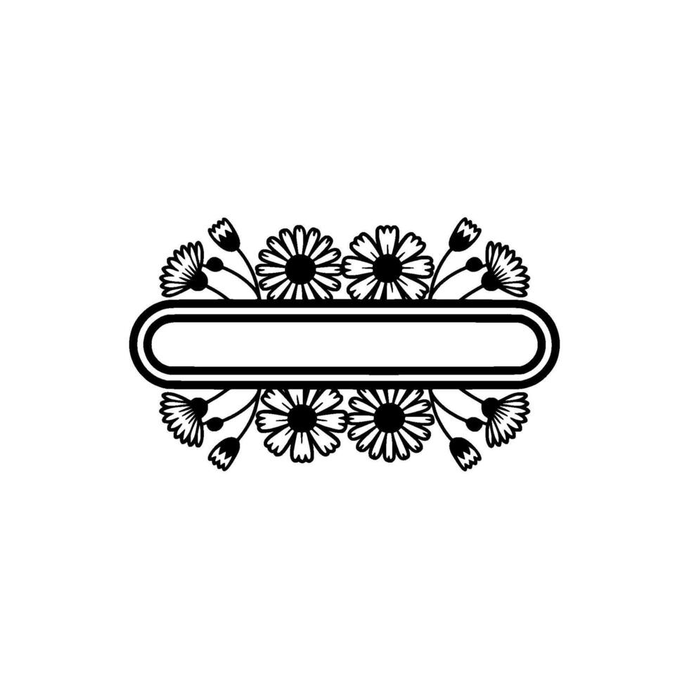Floral Frame, Daisy , Black White, Clean Aesthetic vector